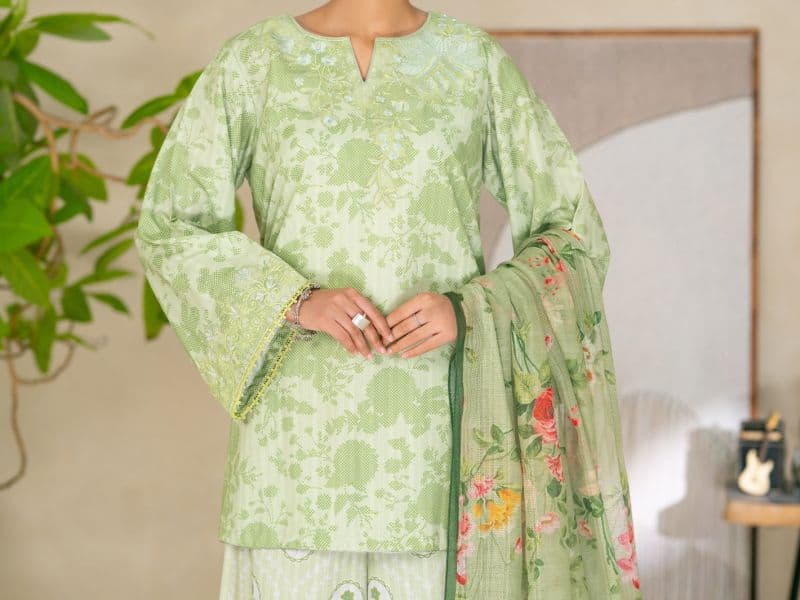 Green Swiss Jacquard 3Pc Stitched thumbnail