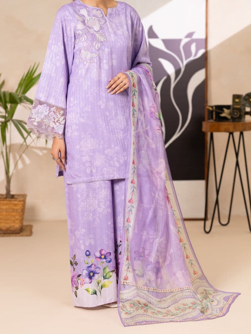 Lilac Swiss Jacquard 3Pc Stitched thumbnail