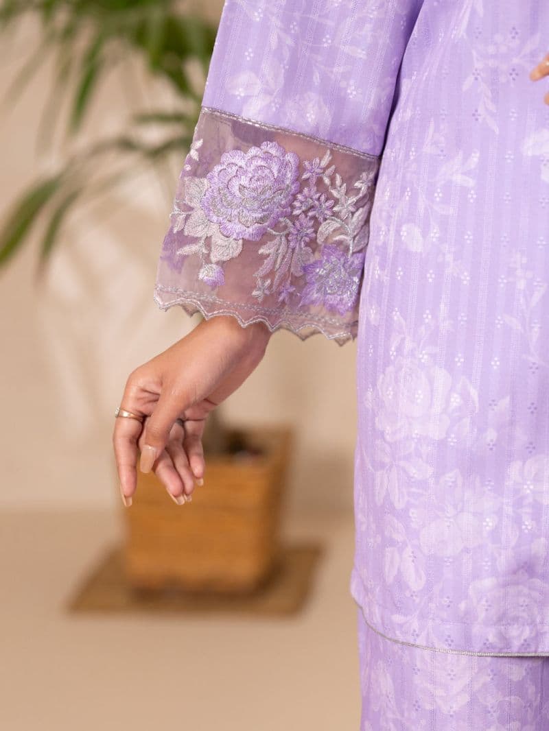 Lilac Swiss Jacquard 3Pc Stitched thumbnail