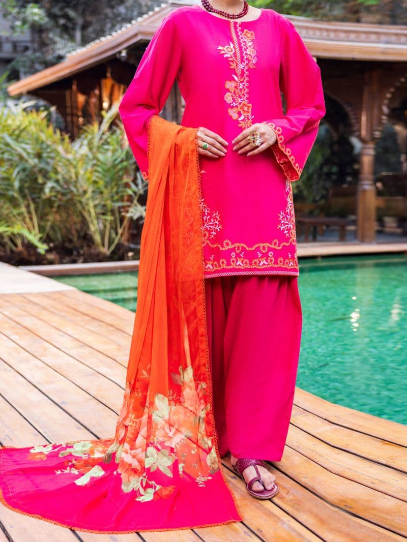 Pink Cambric Stitched 3Pc thumbnail