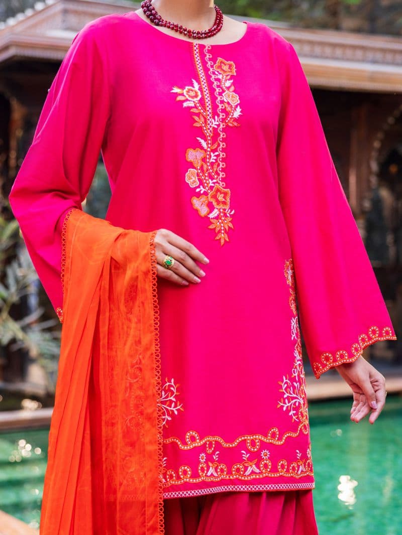 Pink Cambric Stitched 3Pc thumbnail
