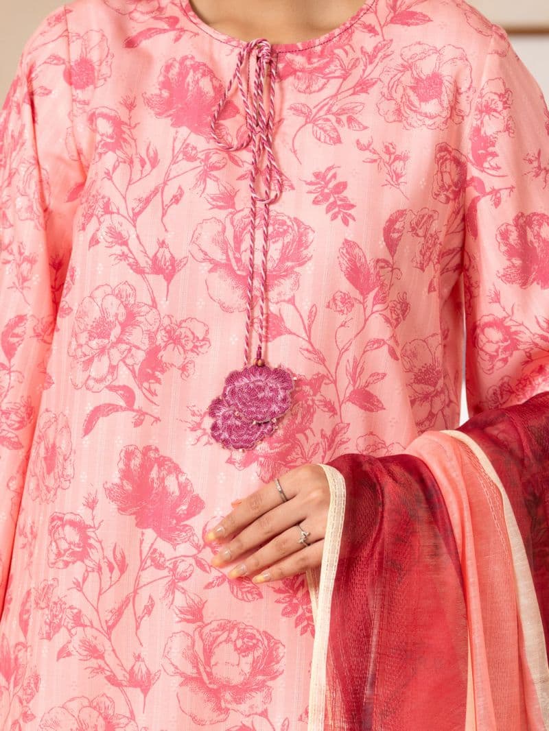 Pink Swiss Jacquard 3Pc Stitched thumbnail