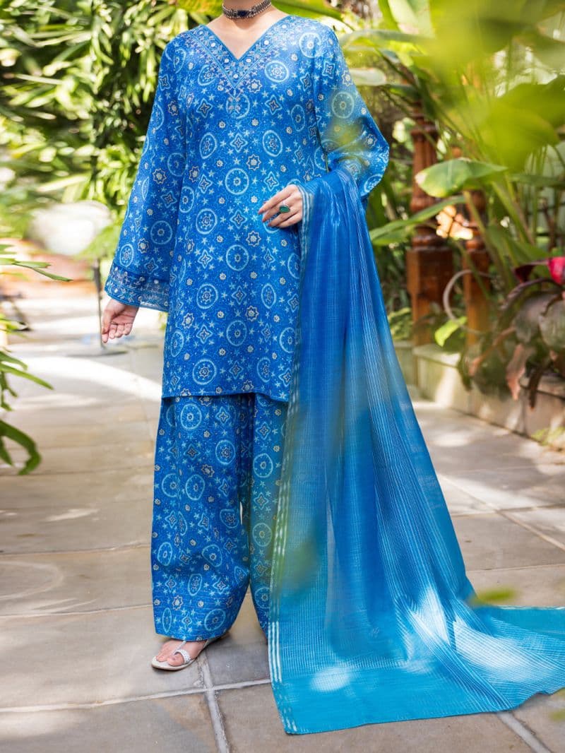 Blue Lawn Stitched 3PC thumbnail