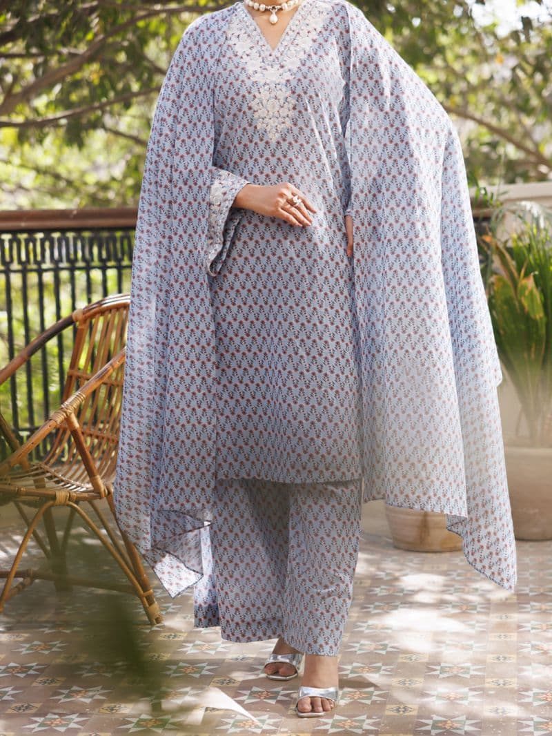 Sky Blue Cotton Stitched 3PC thumbnail