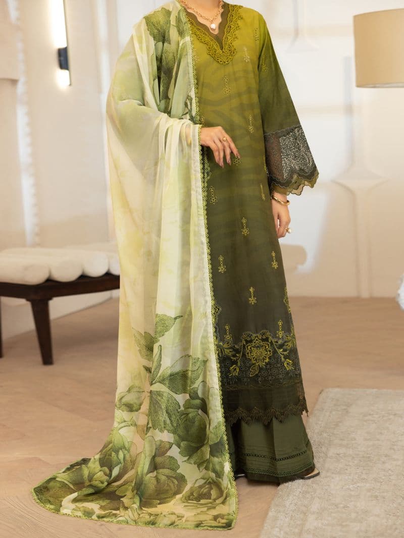 Mehndi Green Lawn Stitched 3PC thumbnail
