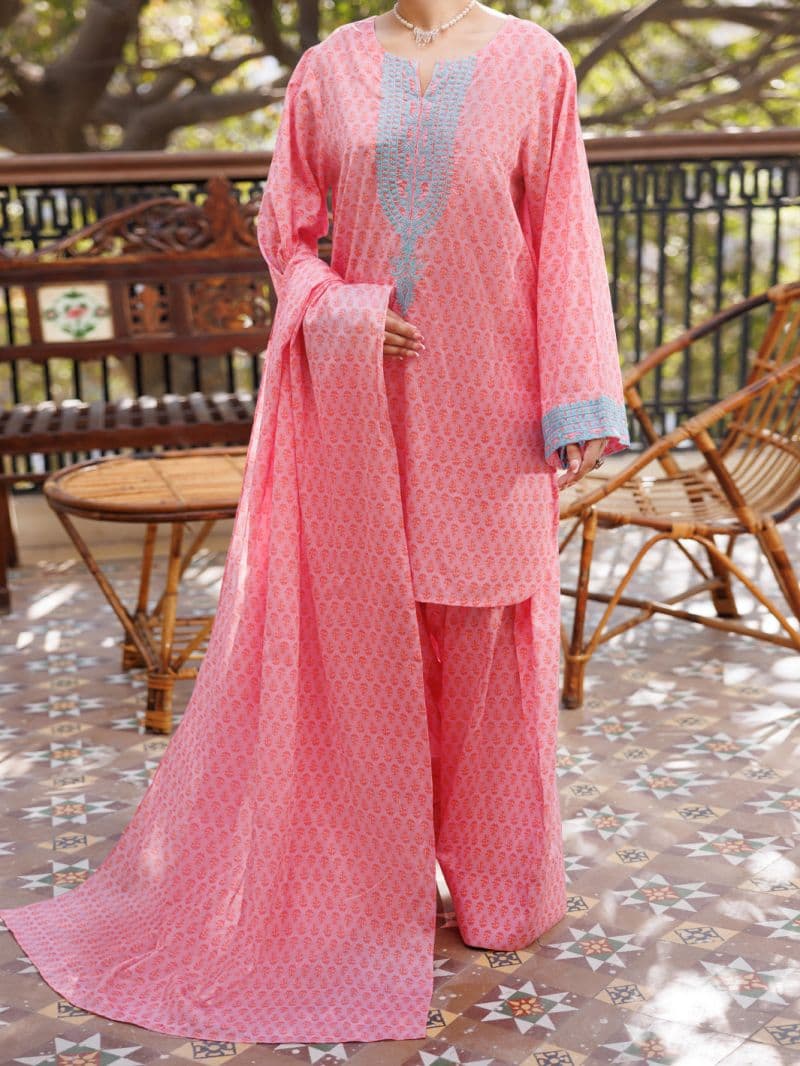Pink Lawn Stitched 3Pc thumbnail