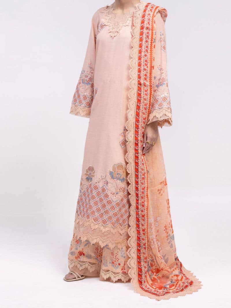 Peach Lawn Stitched 3Pc thumbnail