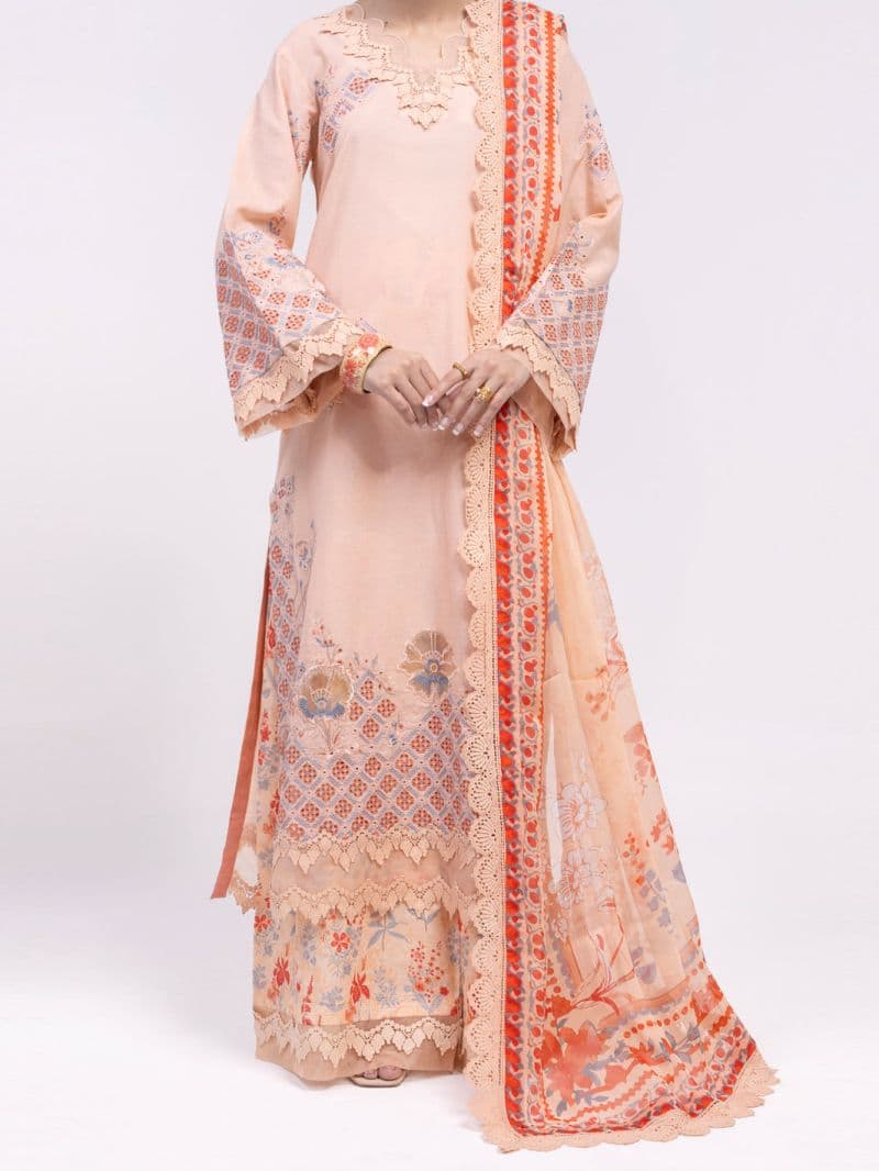 Peach Lawn Stitched 3Pc thumbnail