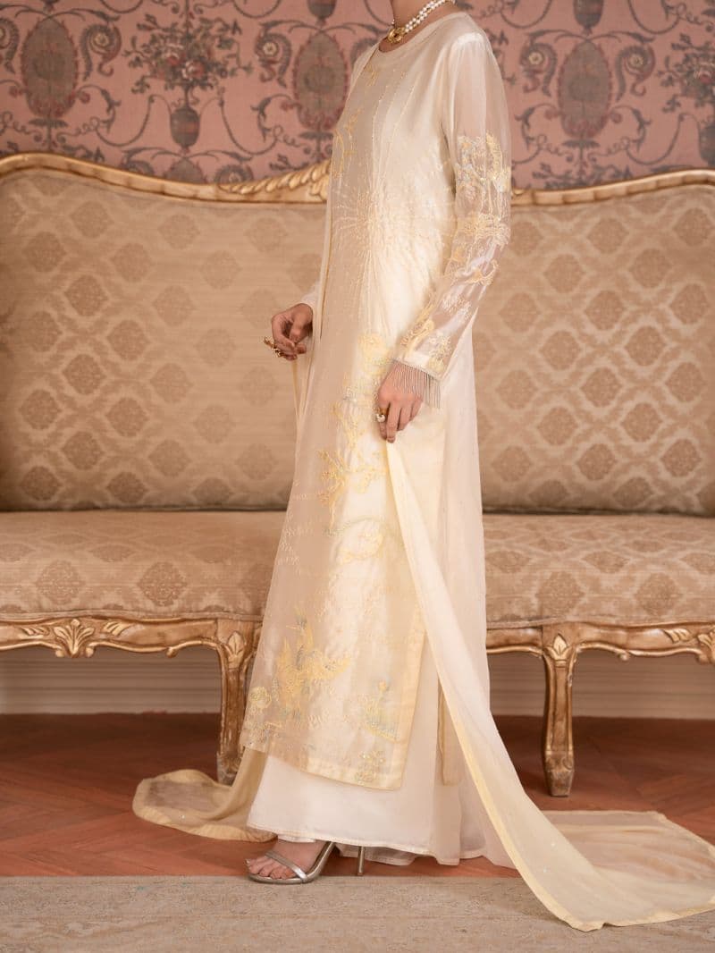 White Sheesha Silk Formal Stitched 3Pc thumbnail