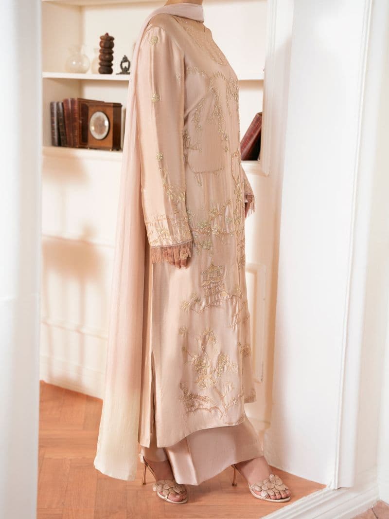 Peach Sheesha Silk Formal Stitched 3Pc thumbnail