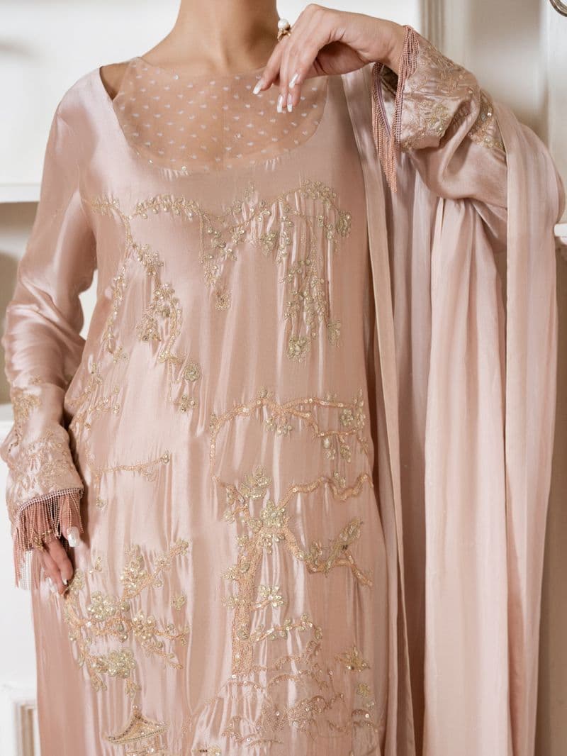 Peach Sheesha Silk Formal Stitched 3Pc thumbnail