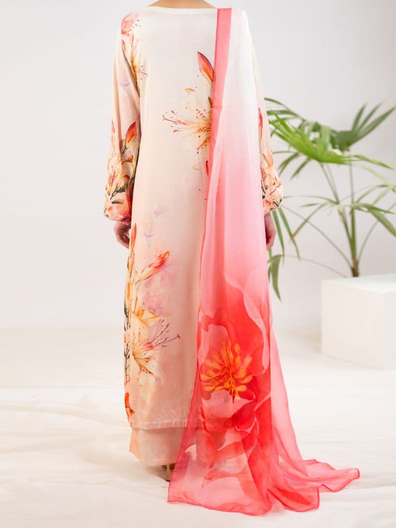 Peach Thai Silk Stitched 3Pc thumbnail