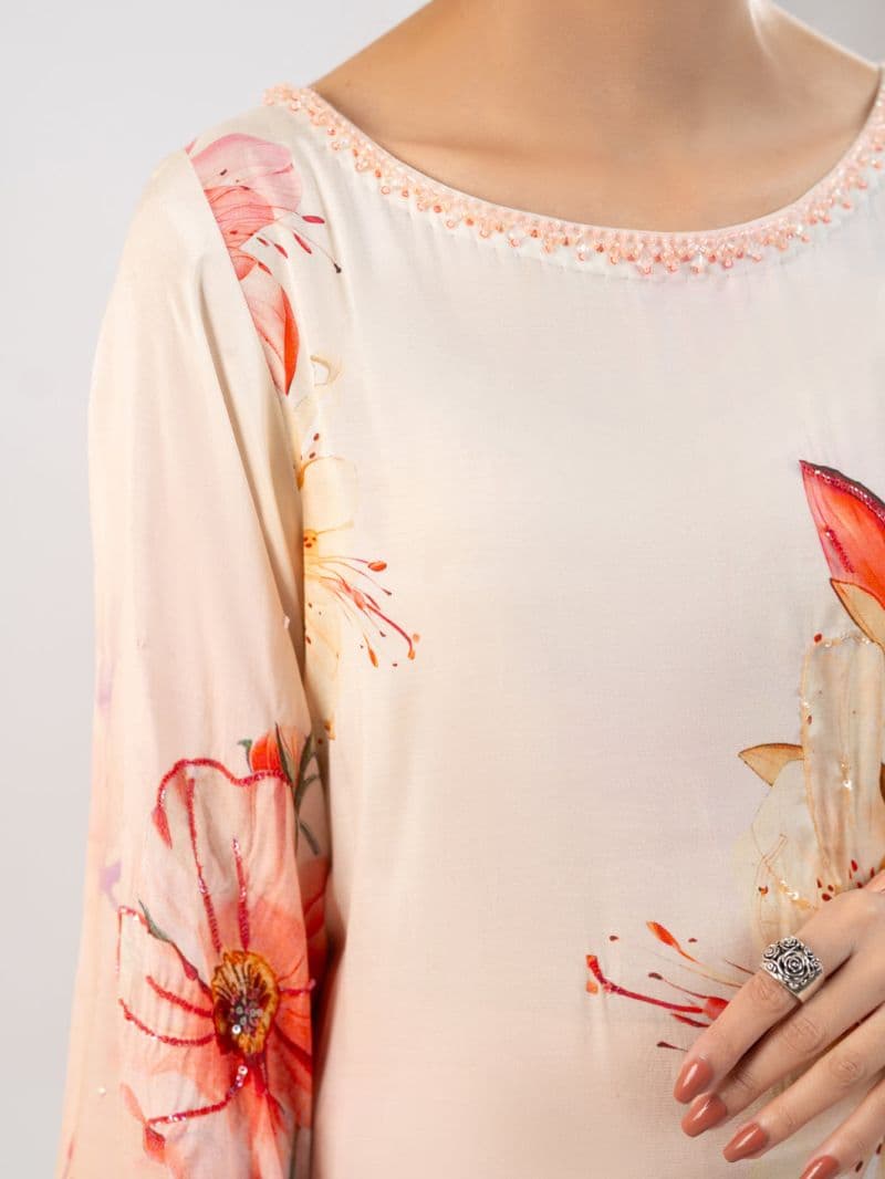 Peach Thai Silk Stitched 3Pc thumbnail