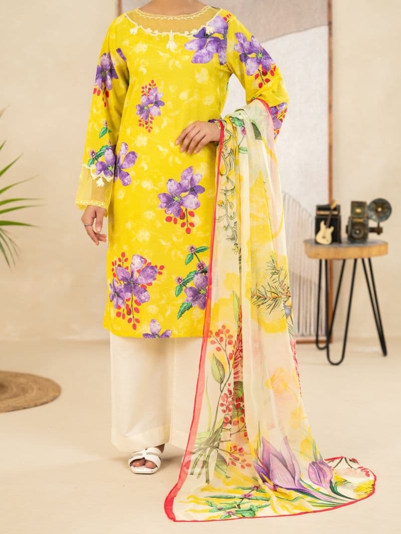 Yellow Lawn Stitched 3Pc thumbnail