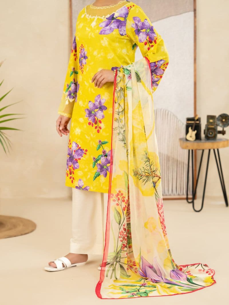 Yellow Lawn Stitched 3Pc thumbnail