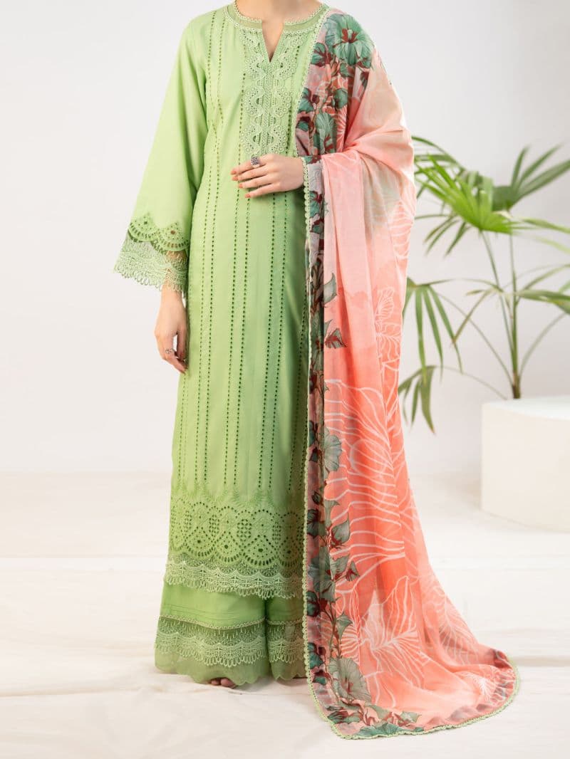 Light Green Silk Lawn 3Pc Stitched thumbnail
