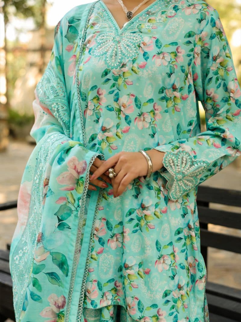Light Green Silk Lawn 3Pc Stitched thumbnail