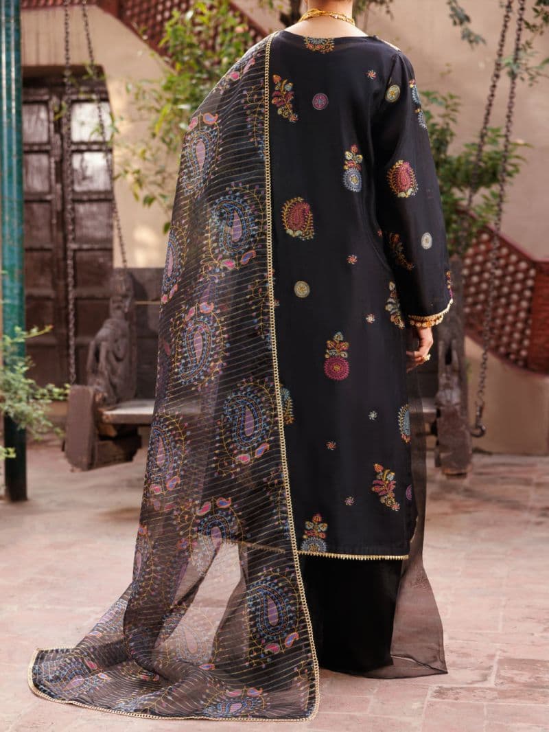 Black Paper Cotton Jacquard 3Pc Stitched thumbnail