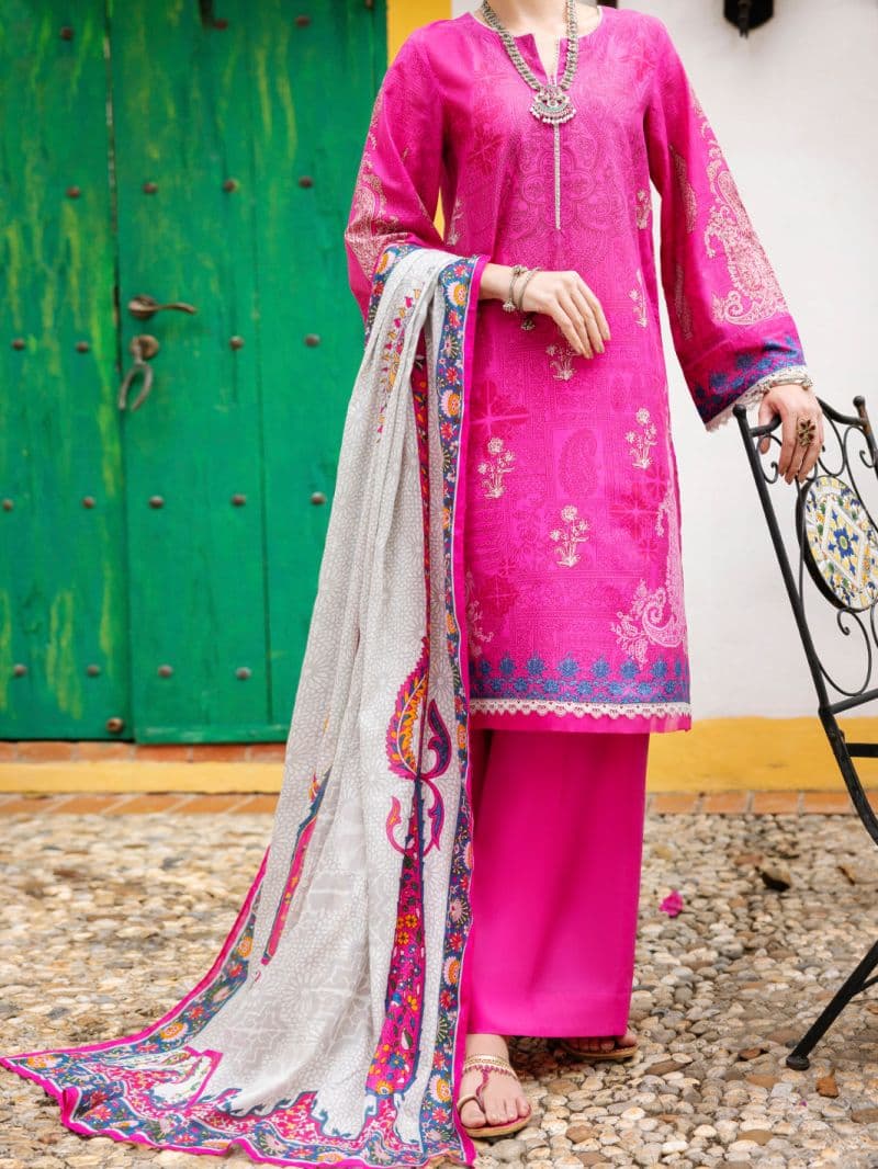Pink Lawn 3 Piece Stitched thumbnail