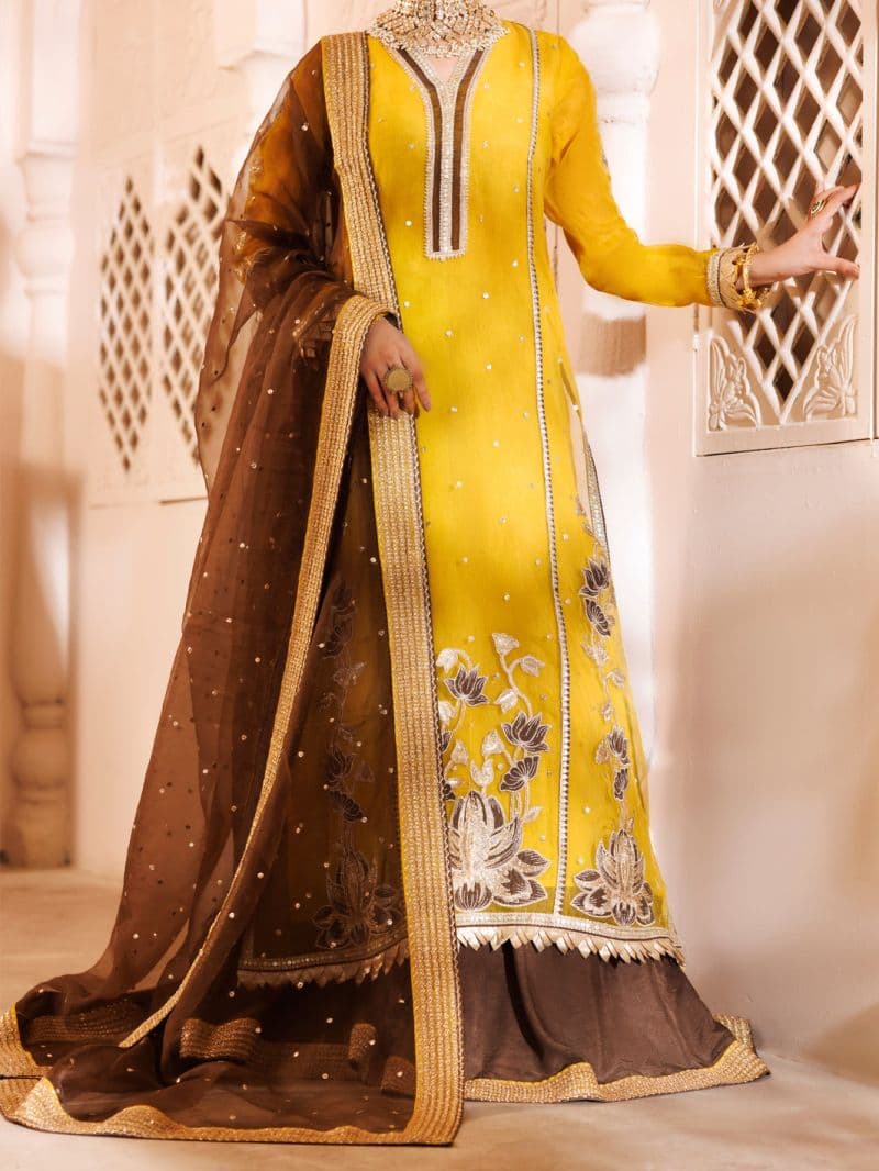 Yellow Organza Formal 3Pc Stitched thumbnail