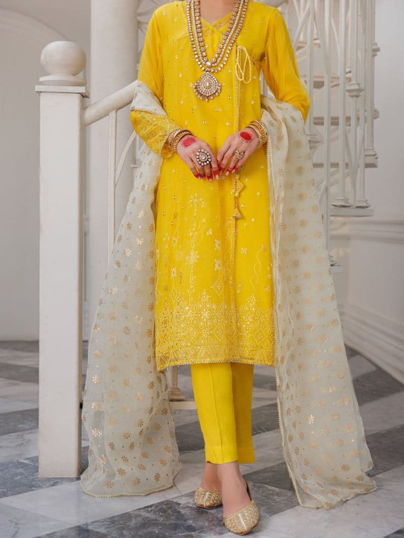 Yellow Organza 3Pc Stitched thumbnail