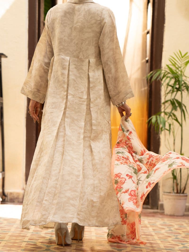 Cream Linen Formal 3Pc Stitched thumbnail