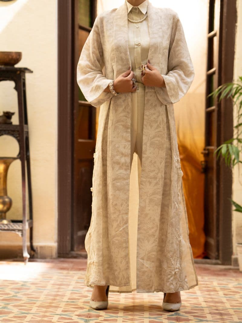 Cream Linen Formal 3Pc Stitched thumbnail