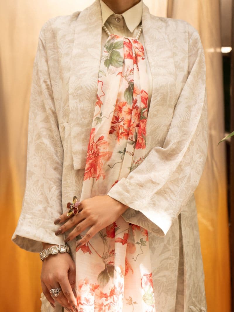 Cream Linen Formal 3Pc Stitched thumbnail