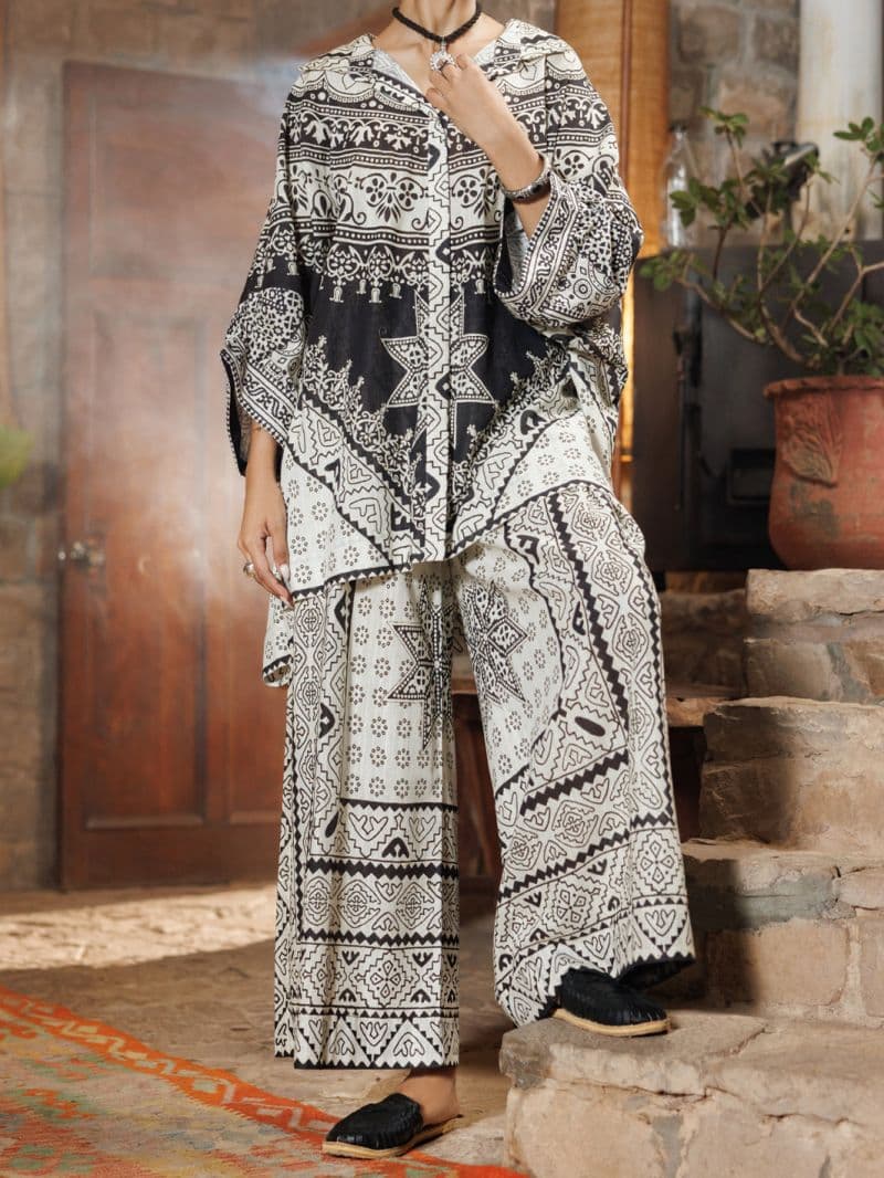 Black & White Light Khaddar 2Pc Stitched thumbnail