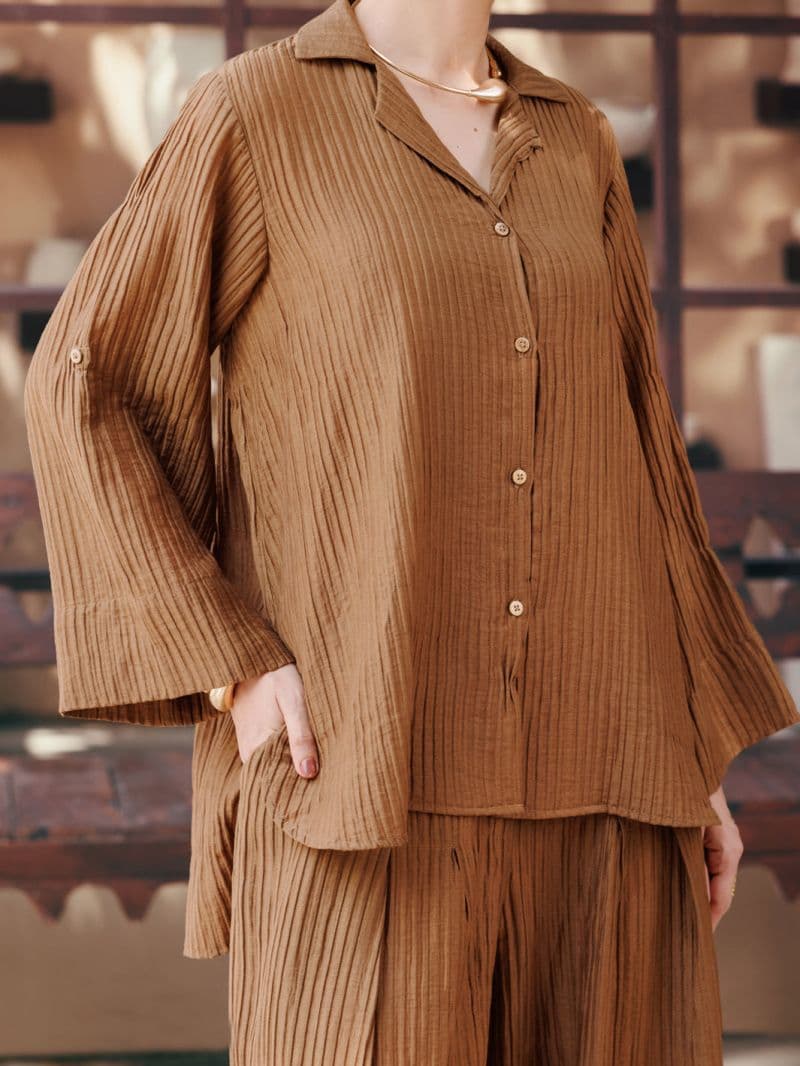 Brown Crushed Crepe 2Pc Stitched thumbnail