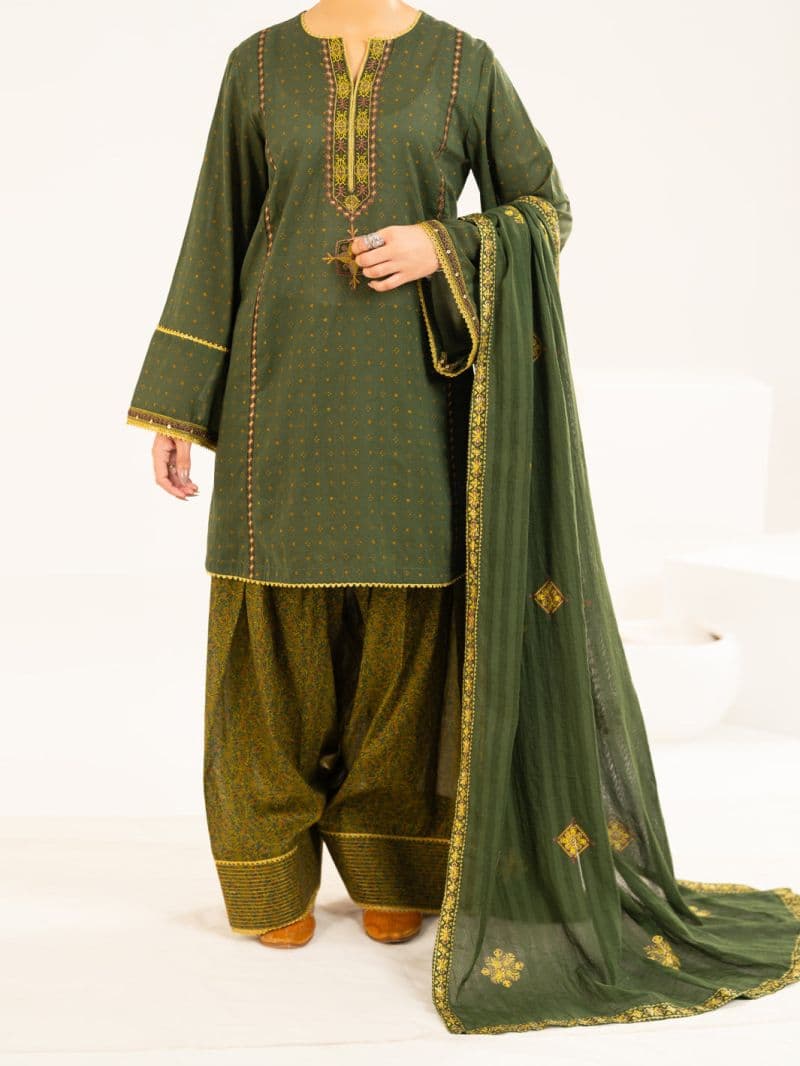 Mehndi Green Lawn Stitched 2Pc thumbnail