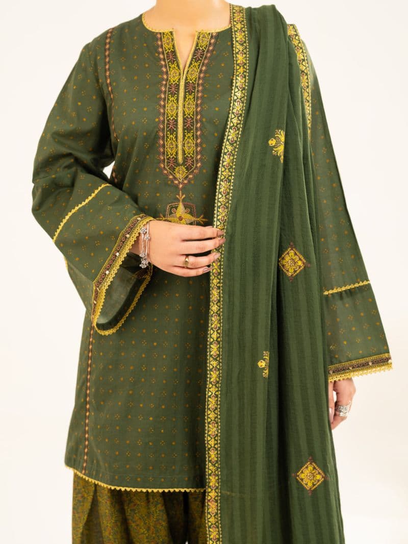 Mehndi Green Lawn Stitched 2Pc thumbnail