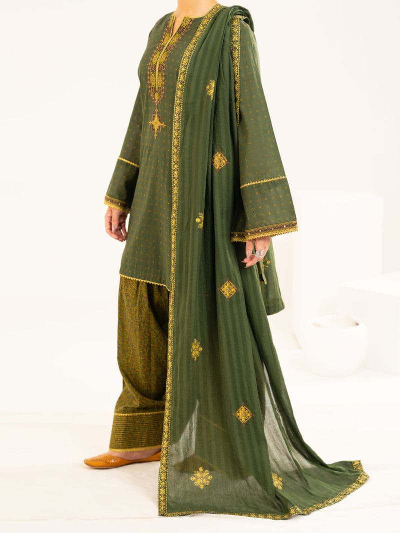 Mehndi Green Lawn Stitched 2Pc thumbnail