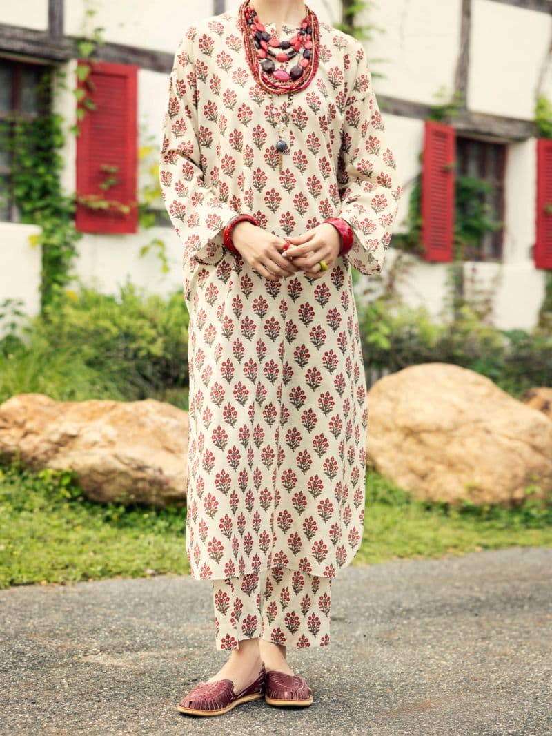 Cream Lawn 2 Piece Stitched thumbnail