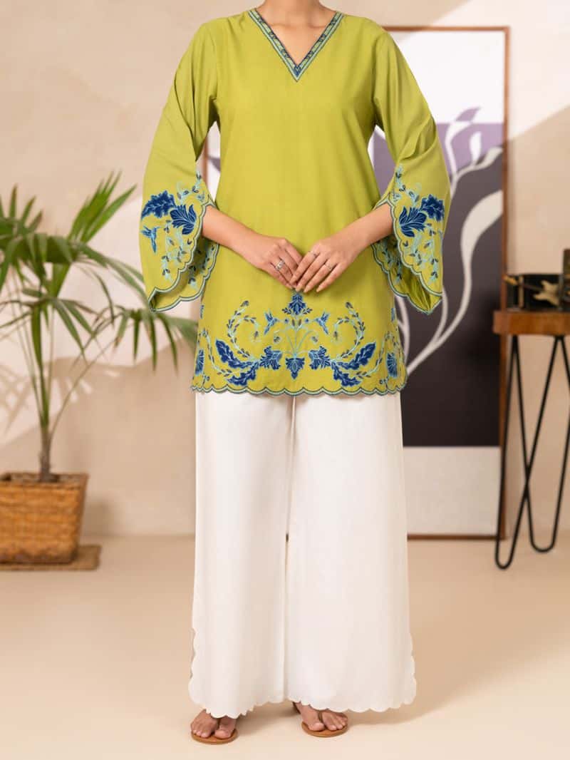 Parrot Green Cotton Lawn Kurti