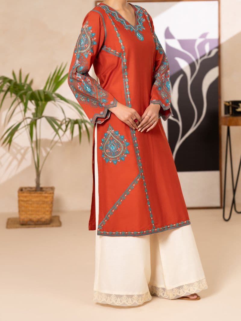 Rust Cotton Lawn Kurti thumbnail