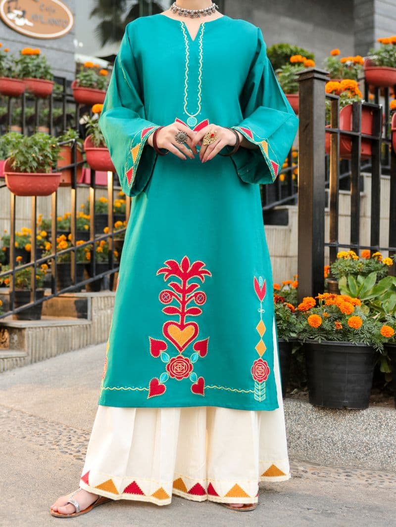 Teal Lawn Kurti thumbnail