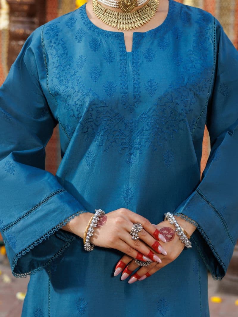 Turquoise Cambric Kurti thumbnail