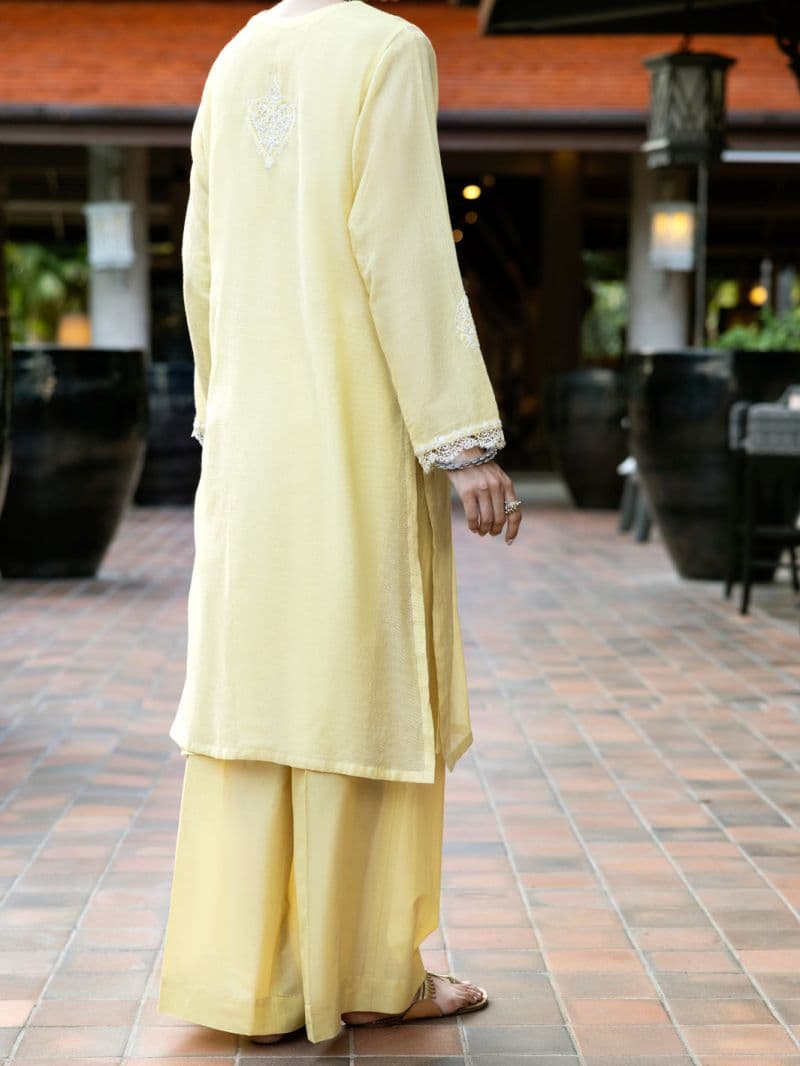 Yellow Khaddi Net Tunic thumbnail