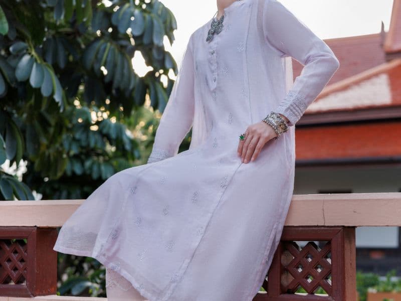 Light Purple Khaddi Net Tunic thumbnail