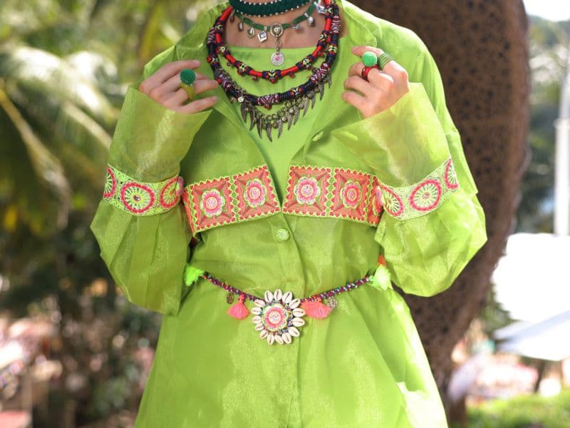 Parrot Green Shimmer Poly-Net Tunic thumbnail