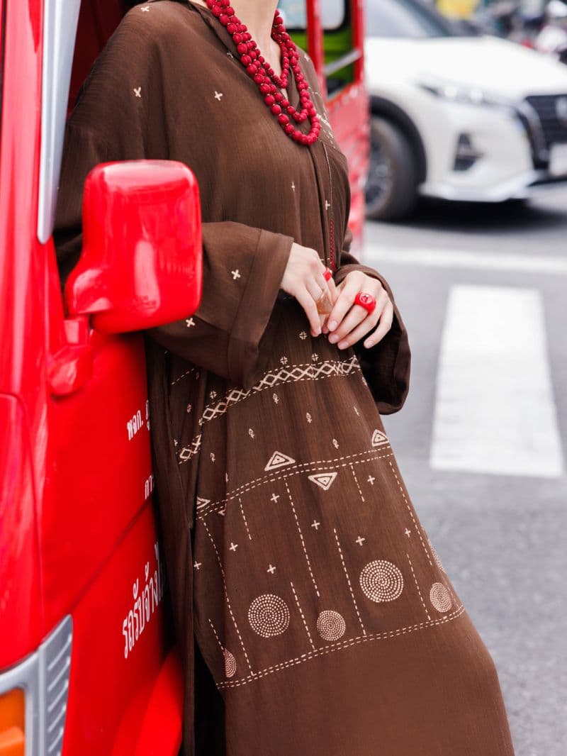 Dark Brown Dobby Cotton Tunic thumbnail