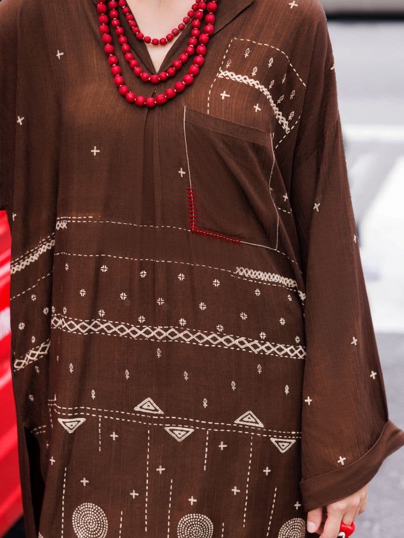 Dark Brown Dobby Cotton Tunic thumbnail