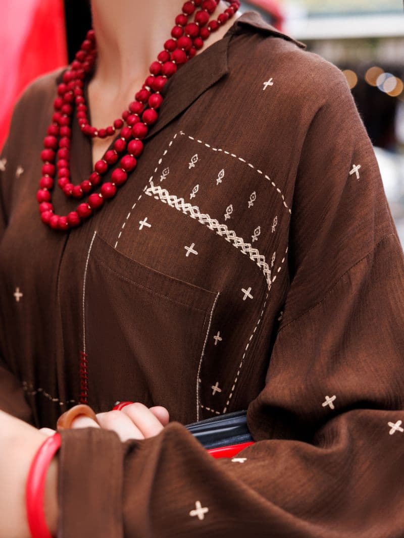Dark Brown Dobby Cotton Tunic thumbnail