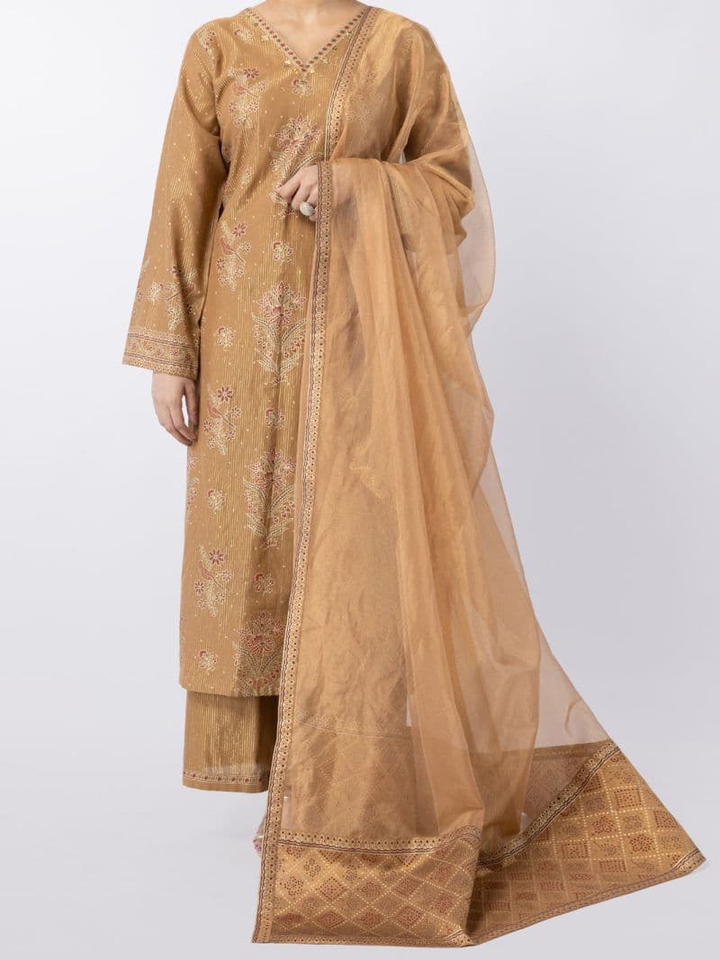 Golden Lurex Formal 3Pc Stitched thumbnail