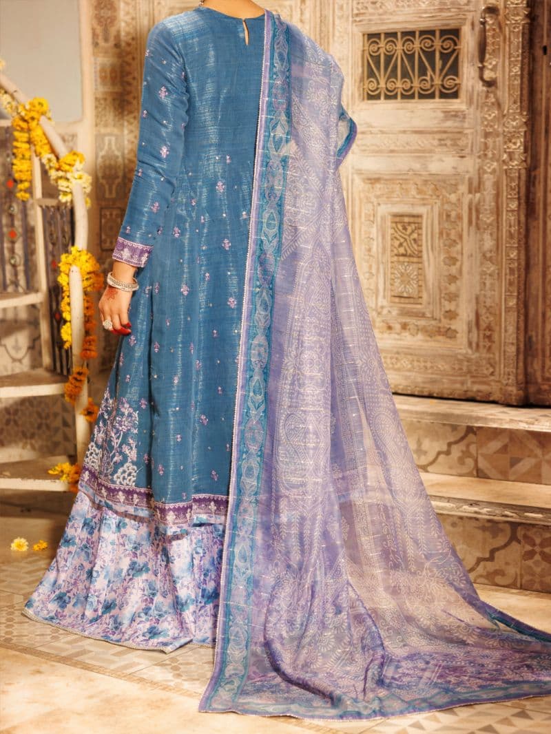 Ice Blue Mesuri Net Formal 3Pc Stitched thumbnail