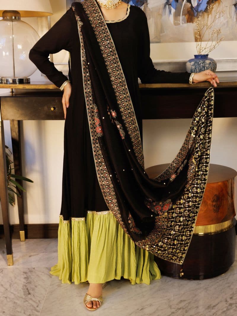 Black Sheesha Silk Formal 3Pc Stitched thumbnail