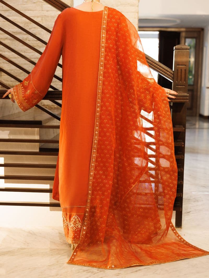 Rust Sheesha Silk Formal 3Pc Stitched thumbnail