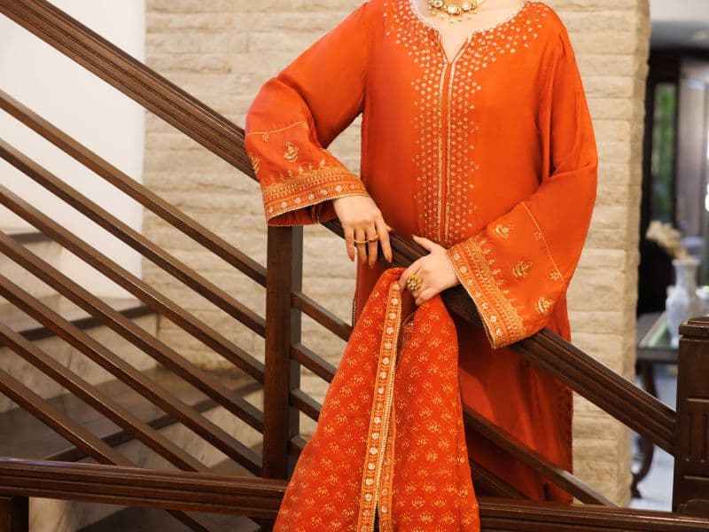 Rust Sheesha Silk Formal 3Pc Stitched thumbnail