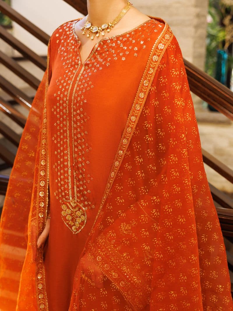Rust Sheesha Silk Formal 3Pc Stitched thumbnail